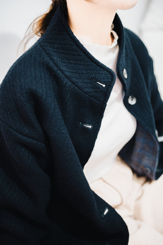 Lauren jacket( black with blue- grey checked)