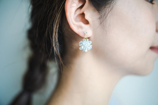 Hydrangea earrings ( White)